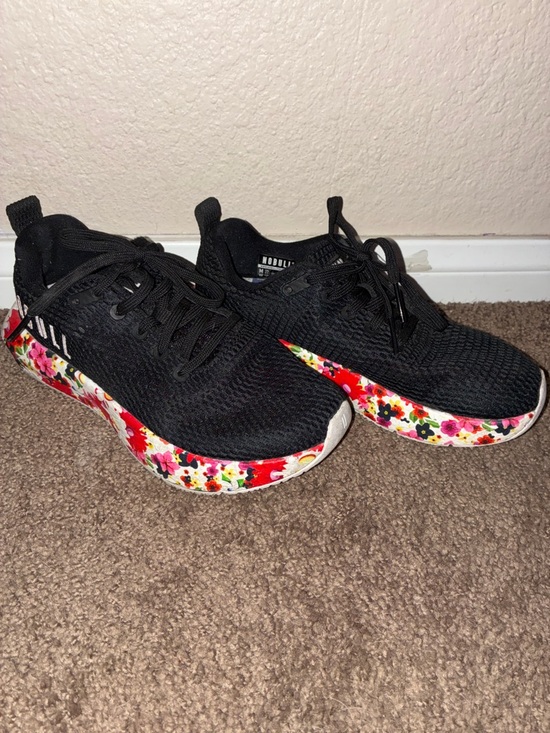 NOBULL Shoes - NOBULL Black Knit Women's Sneakers with Floral Print Midsole